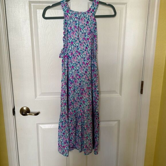 Lilly Pulitzer Jerrica Halter Swing Dress, Aqua with Multi-Colored Design, Size - Picture 8 of 10